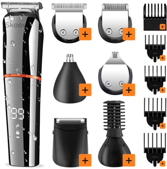 Trimmer voor mannen - 6 in 1 Lichaam & Baard - Inclusief hulpstukken - Bodygroomer - Scheer apparaat - Met trimmer voor schaamstreek - Skoov