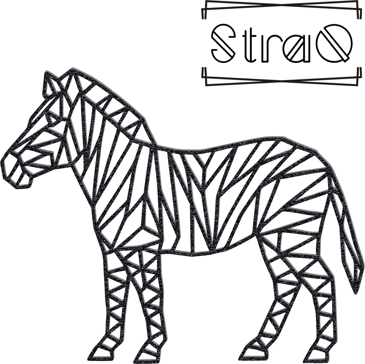 StraQ Zwarte Geometrische Zebra 24 cm - Dier - Muurdecoratie - Wanddecoratie - Wandversiering - Links