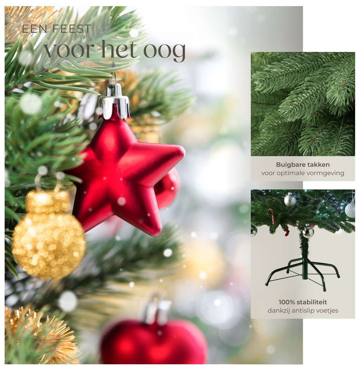 tectake® Kunstkerstboom - Levensecht met flexibele takken - Volumineus - Stabiel en eenvoudig te monteren - Kunstkerstboom als kerstversiering - 180cm - 742 takken - Groen – foto 6
