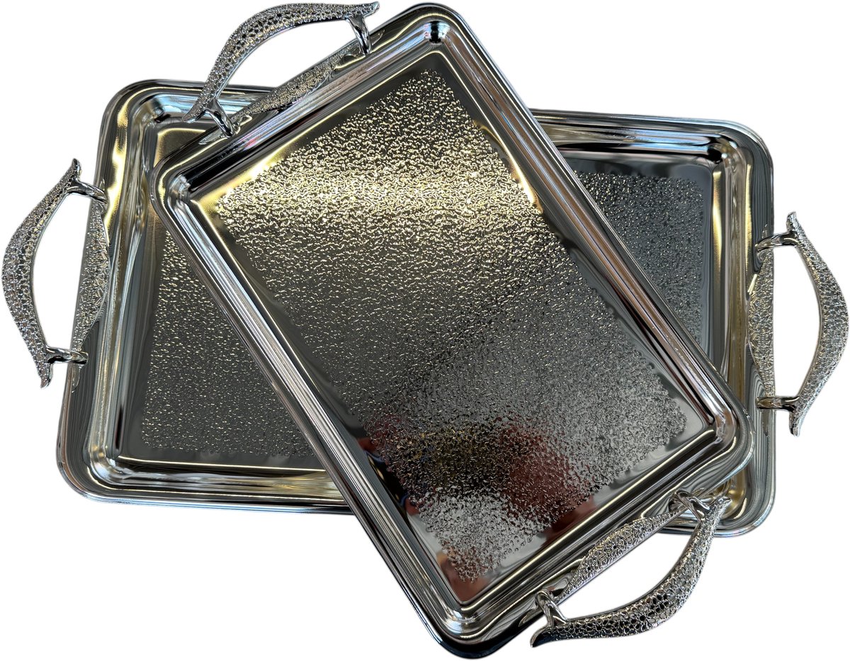 Kadirelli Dienblad - Zilver - Set van 2 - Serveerschaal - Tepsi
