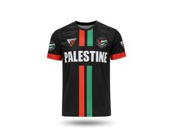 FightSense Palestina Active Dry T-Shirt V1 – Zwart – Ademend Sportshirt – Maat XS