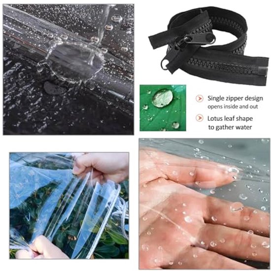 Waterdicht PVC Zijpaneel Met Rits – Transparant, 0,6 Mm Dik – Voor Pergola, Terras, Balkon – Weerbestendig En Scheurbestendig