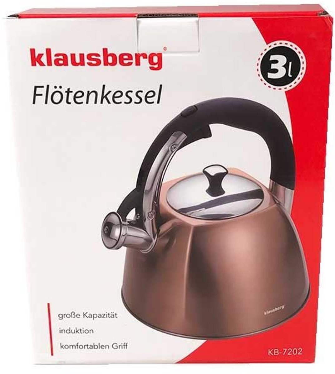 Fluitketel 3 liter RVS Koperkleur