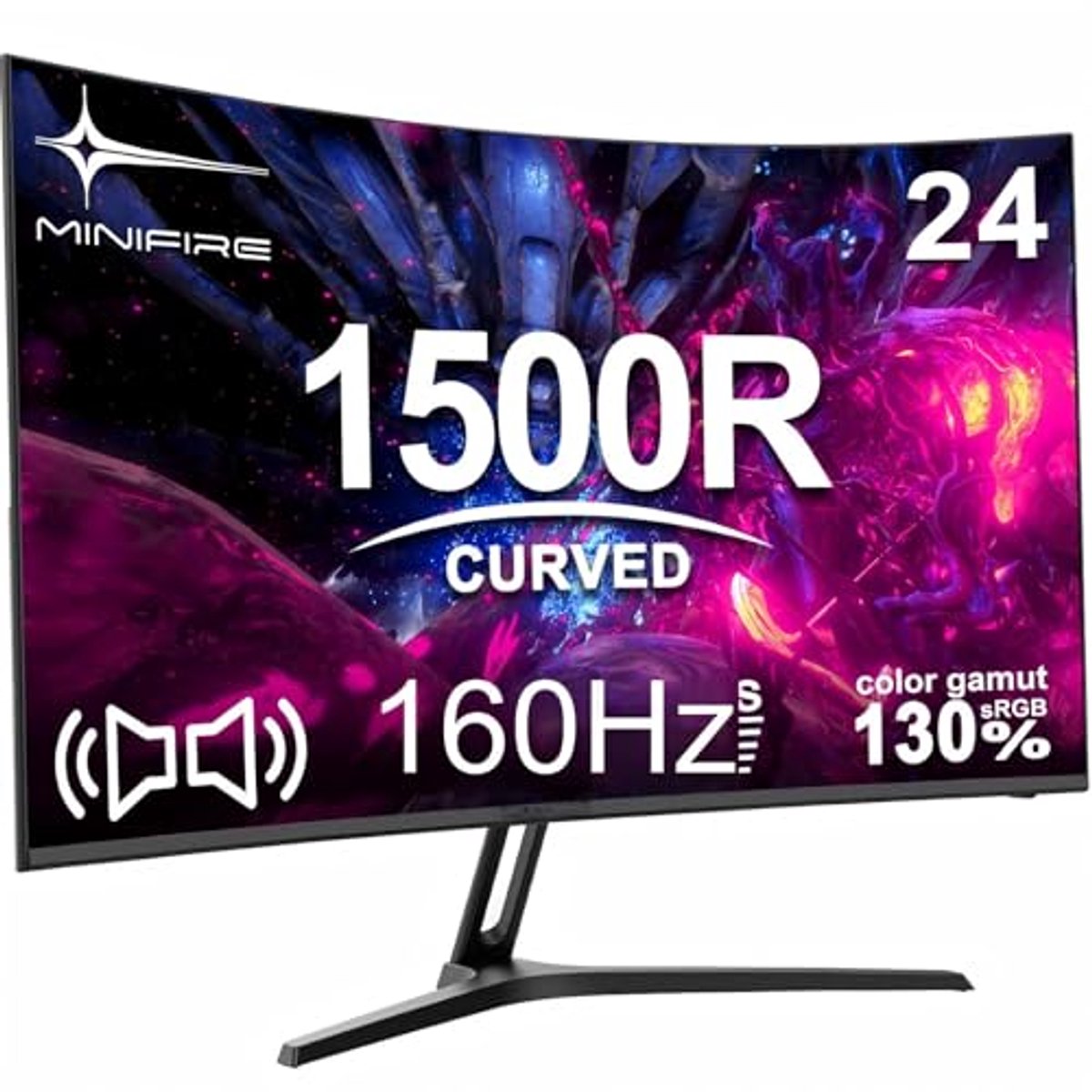 24 inch Curved Gaming Monitor - 160 Hz, 1Ms, FHD 1080P, sRGB110%, VESA-compatibel