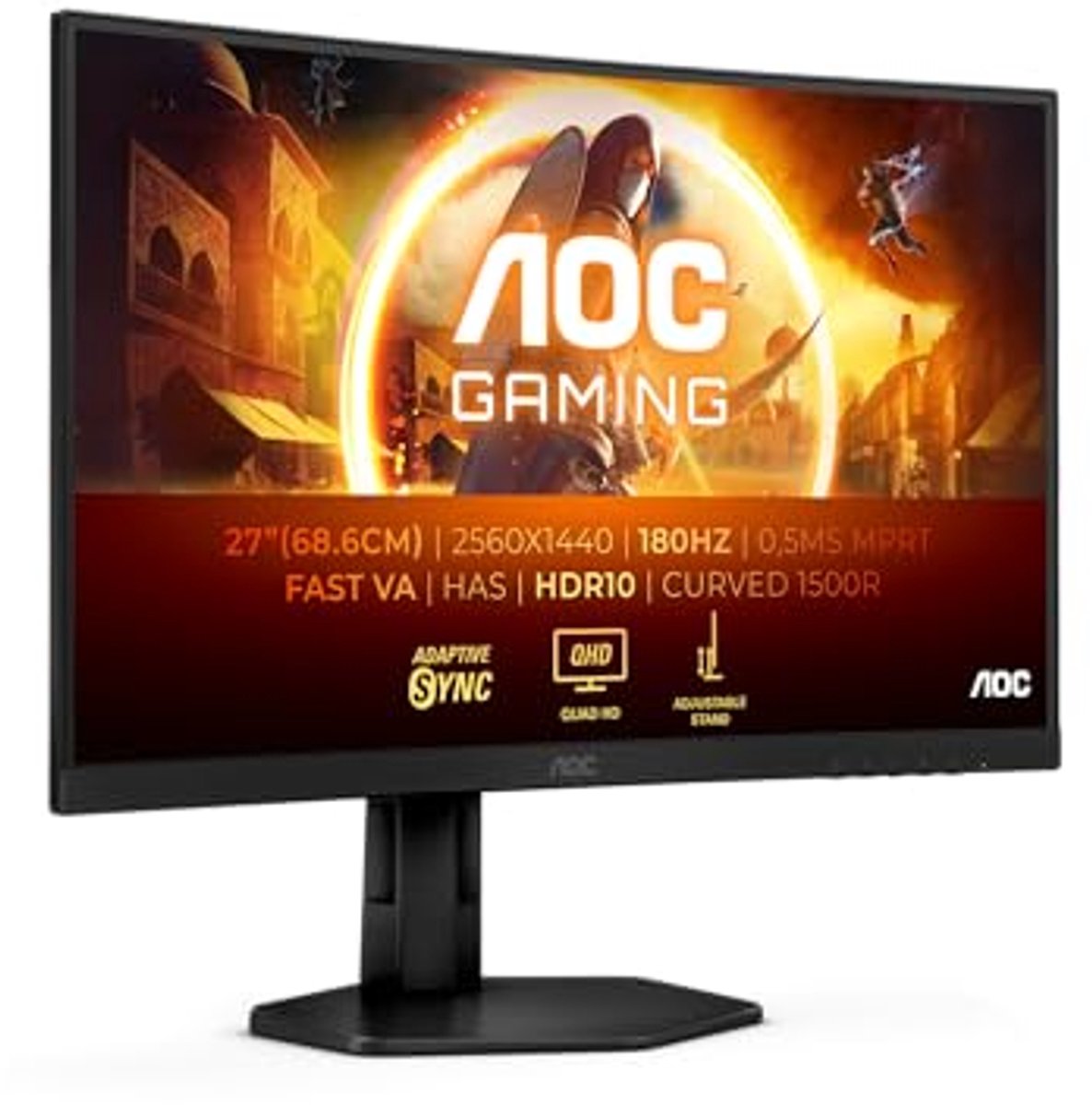 Image of 27 inch Gebogen Gaming Monitor - QHD 180Hz, 0,5 ms, FreeSync, HDR10