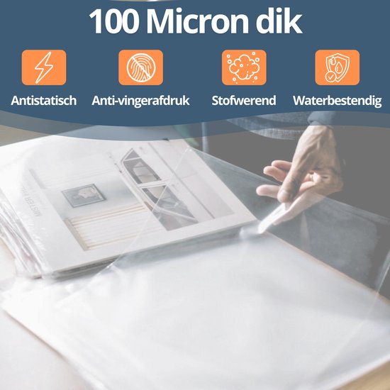 Amido® LP hoezen 25 stuks – Polyethyleen extra stevig - LP hoes - Vinyl hoes – VinylCare Essential ShieldSleeve Record Sleeves – LP beschermhoezen - Buitenhoezen voor standaard LP’s - 100 Micron — afbeelding 2
