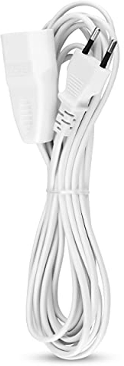 Verlengkabel Eurostekker 5m - Max. 580W, 2,5A, Wit