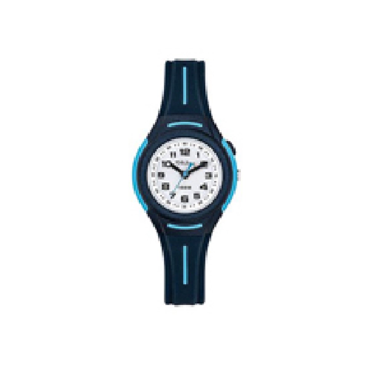 Tekday-kinderhorloge-dameshorloge-diameter 30 mm-blauw-wit-verlichting-hoog draagcomfort-duidelijke wijzerplaat 10 bar waterdicht-model 654673-zwemmen