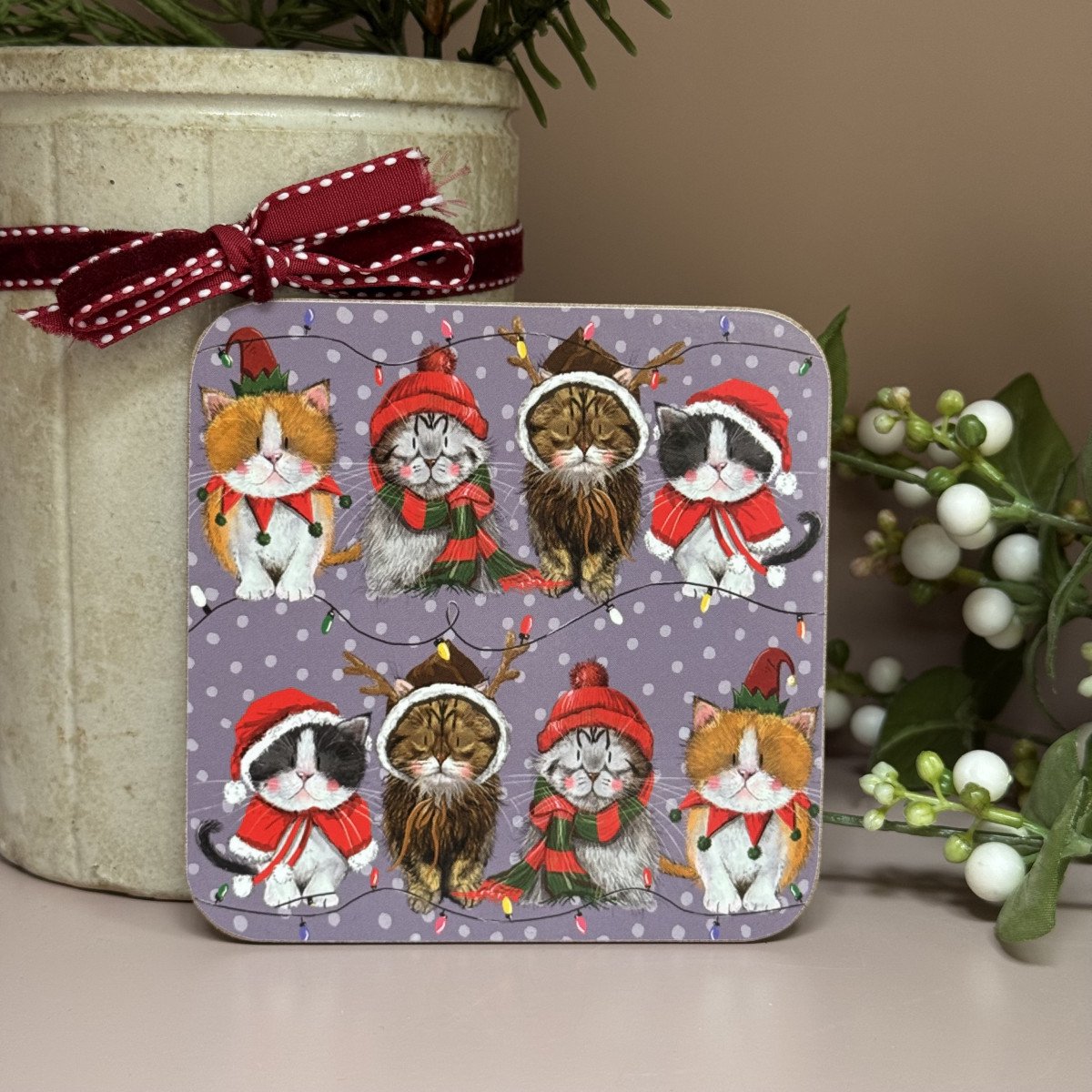 Alex Clark Onderzetters Christmas Cats ~ Katten Kerst/winter