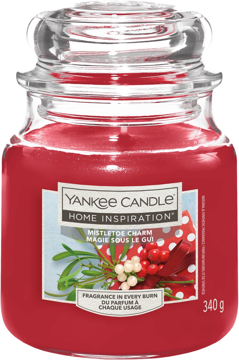 Yankee Candle Home Inspiration - Mistletoe Charm Medium Jar - 75 branduren Rood