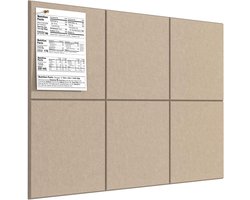 6 stuks vilt decoratie muurpanelen - Met punaises - 30x30 cm - Prikbord - Groot kurkbord voor muren - Kantoor kurk prikbord en viltboard (Lichtbruin)