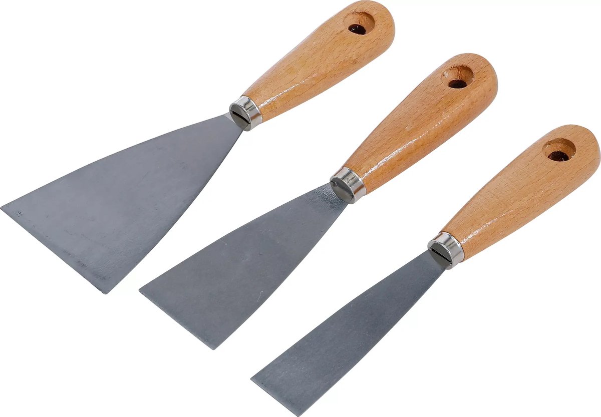 BGS Plamuurmesset - Houten handgreep - 30 / 50 / 80 mm - 3 delig