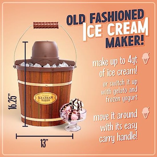 Elektrische IJs machine Met Draagbaar Handvat - 4 Liter in Minuten, Voor Yoghurt en Gelato van Enrico. — afbeelding 5