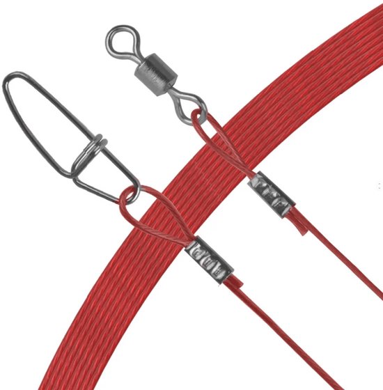 S&D - 10x Stalen Onderlijnen - Extra Sterk 68kg - 50cm - Voor Meerval, Snoek & Grote Zeevis - Rood van S&D — afbeelding 2