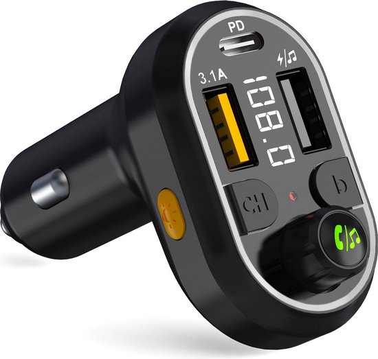 Serve Bluetooth Receiver Auto - FM Transmitter - Plug&Play Muziek Afspelen in de Auto - Carkit - 25W Supersnel Opladen - Autolader USB-C Snellader