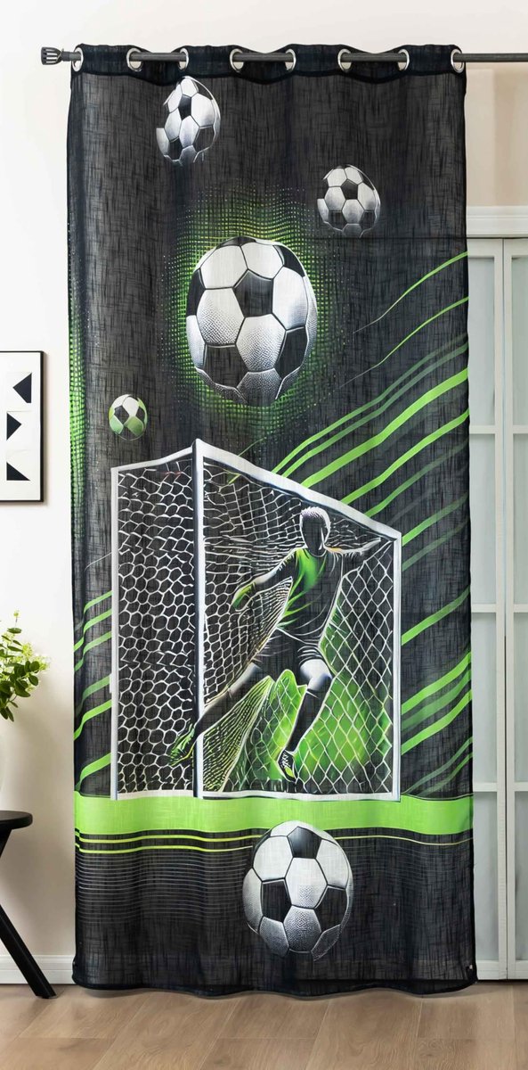 Ibenzoa Stijlvol half-transparant gordijn met digitale print en linnenlook Voetbaldoel