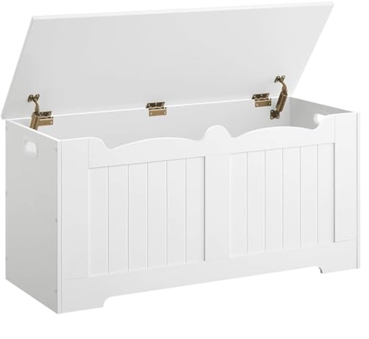 Opbergbank met Veilige Scharnieren - Zitkist en Opbergruimte voor Hal, Slaapkamer en Woonkamer - 40 x 100 x 48 cm - Wit