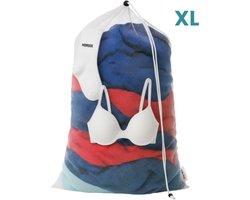 NORDIX Waszak Groot XL - 60x90CM - Laundry Bag - Wasnet - Waszakje - Treksysteem - Trekbandsluiting - Polyester - Schoenenzak - WHITE