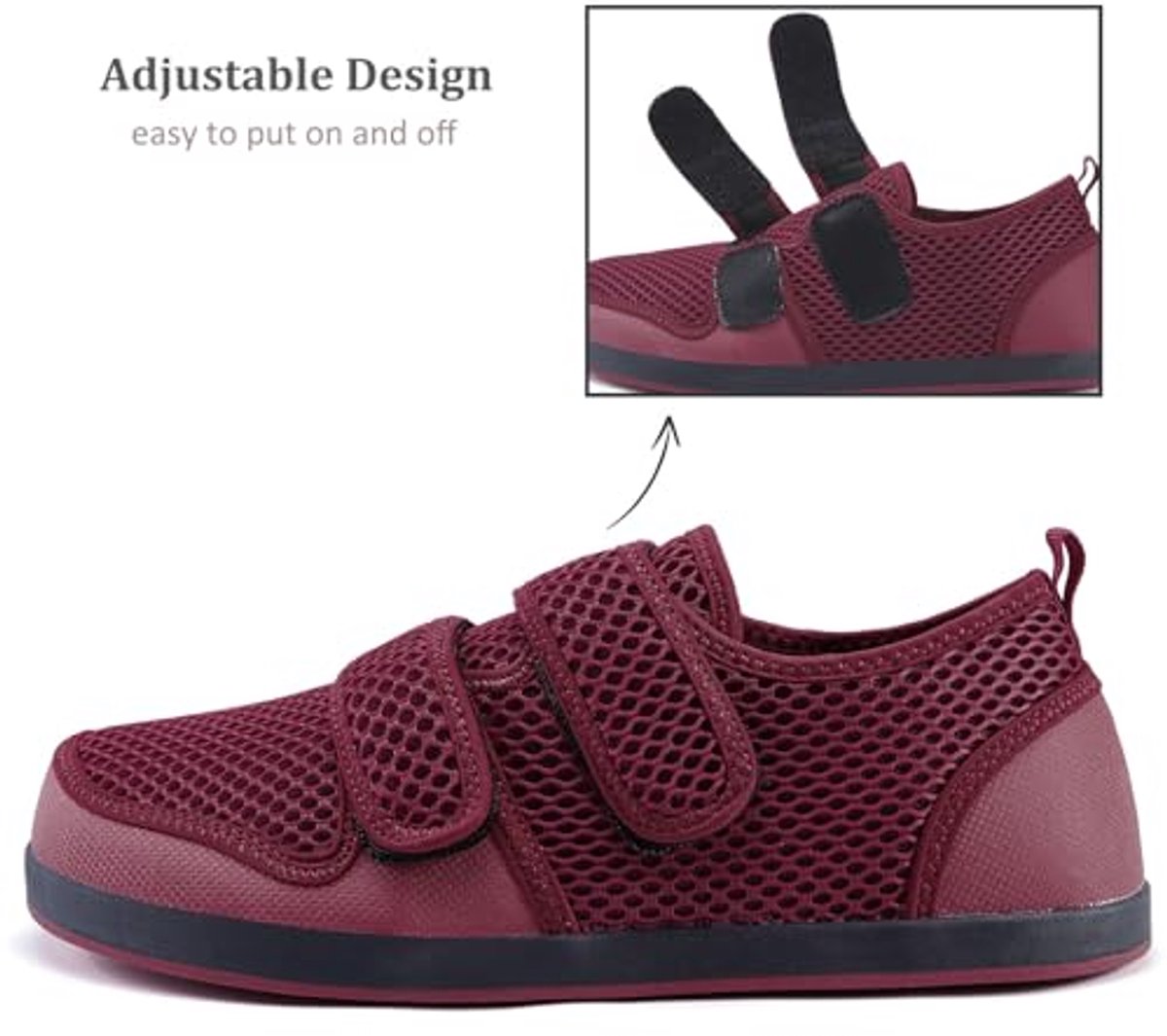 OrtoMed Orthopedische Schoenen Dames Heren Verstelbare Brede Sandalen Verbandschoen Orthopedische Binnenzool Klittenband Microvelour Zwart 36-46 EU (37, Zwart 529, numeric_37