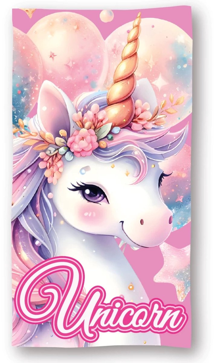 Eenhoorn/Unicorn strand/badlaken - 70 x 140 cm - katoen - voor kinderen