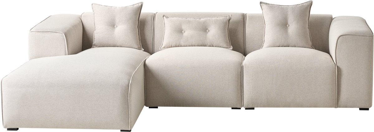 BELIANI DOLVA - Hoekbank - Lichtbeige - Rechtszijdig - Polyester
