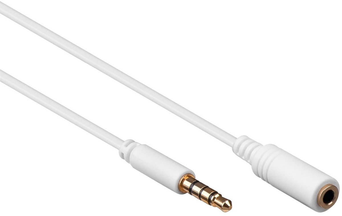 3,5mm Jack 4-polig audio slim verlengkabel AWG28 / wit - 5 meter