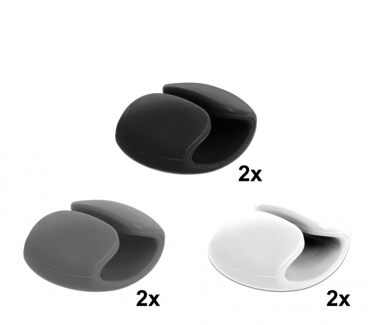 Kabelhouders voor meerdere kabels - 6 stuks / zwart/wit/grijs