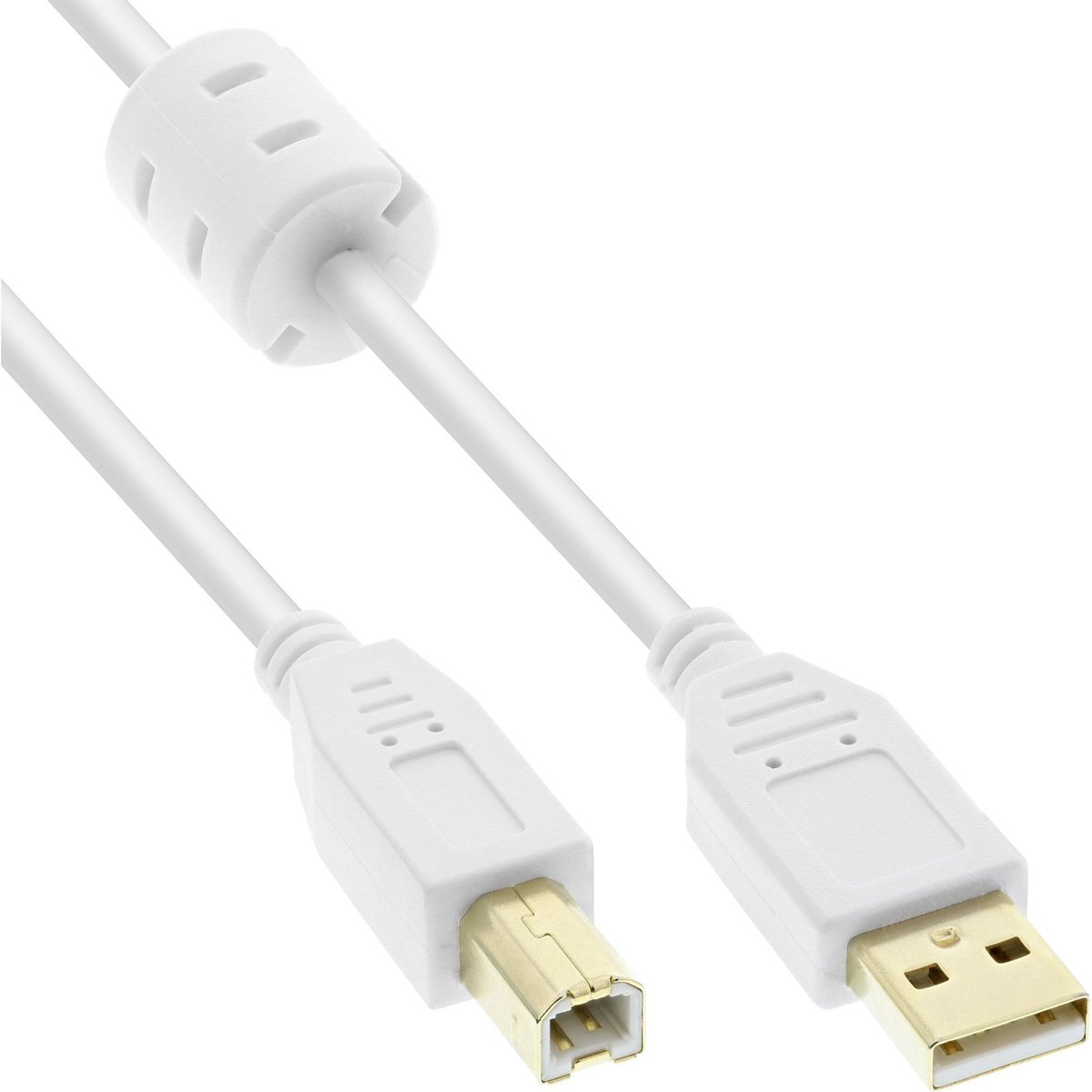 Witte USB2.0 kabel USB-A-USB-B met vergulde contacten - 1 meter