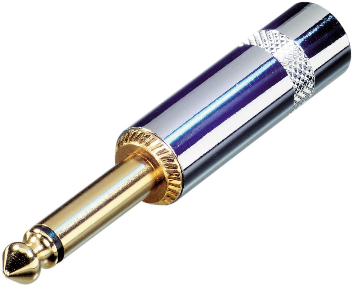 REAN NYS224G 6,35mm Jack (m) connector - metaal verguld - 2-polig / mono