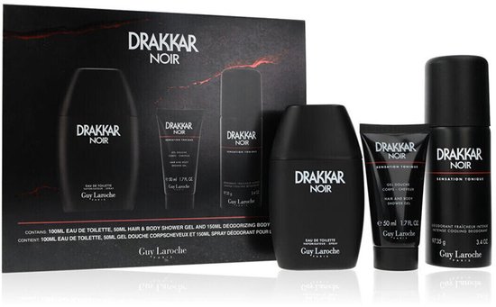 Guy Laroche Drakkar Noir Eau de Toilette 100ml + 150ml Deodorant Spray + 50ml Shower Gel Set for Men