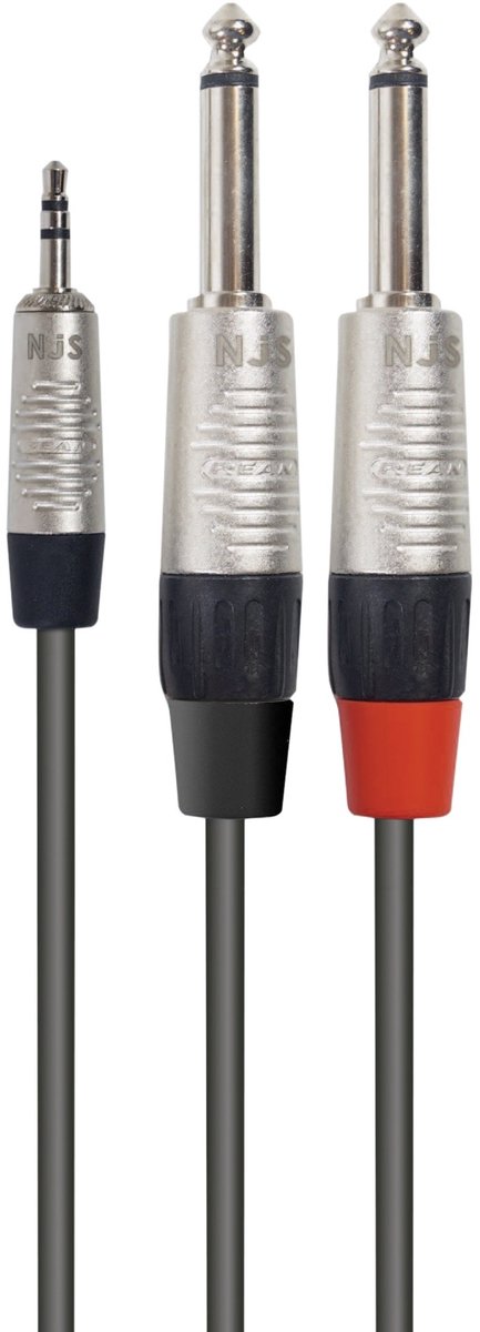 NJS/Rean Professional 2x 6,35mm Jack - 3,5mm Jack stereo kabel | 3 meter