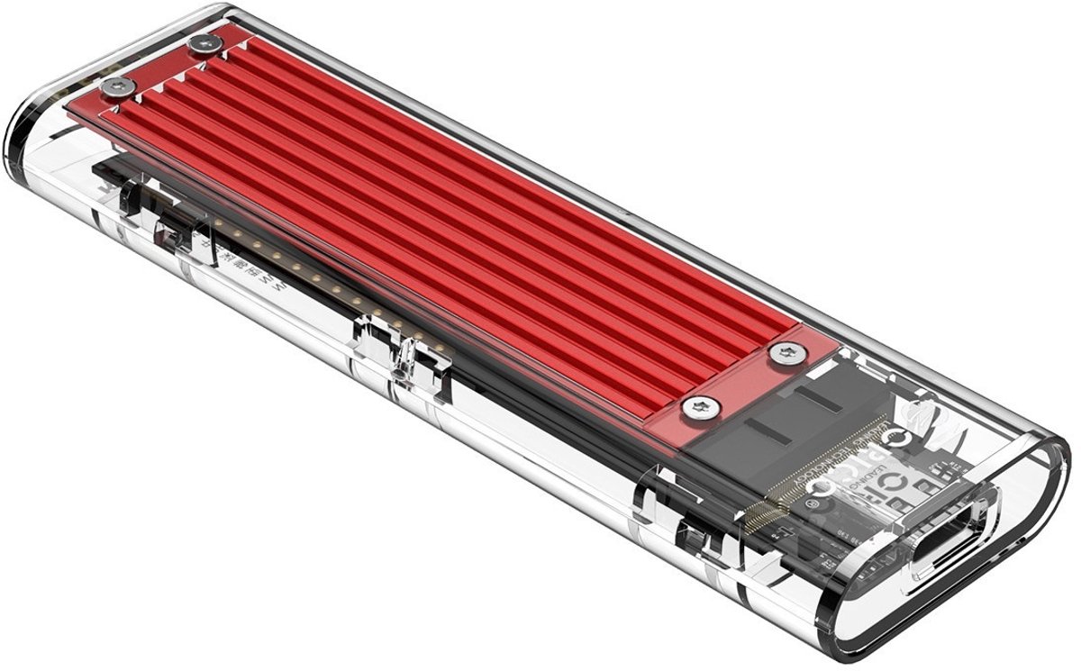 Orico NVMe M.2 SSD behuizing 10Gbps - Transparant - Rood Aluminium