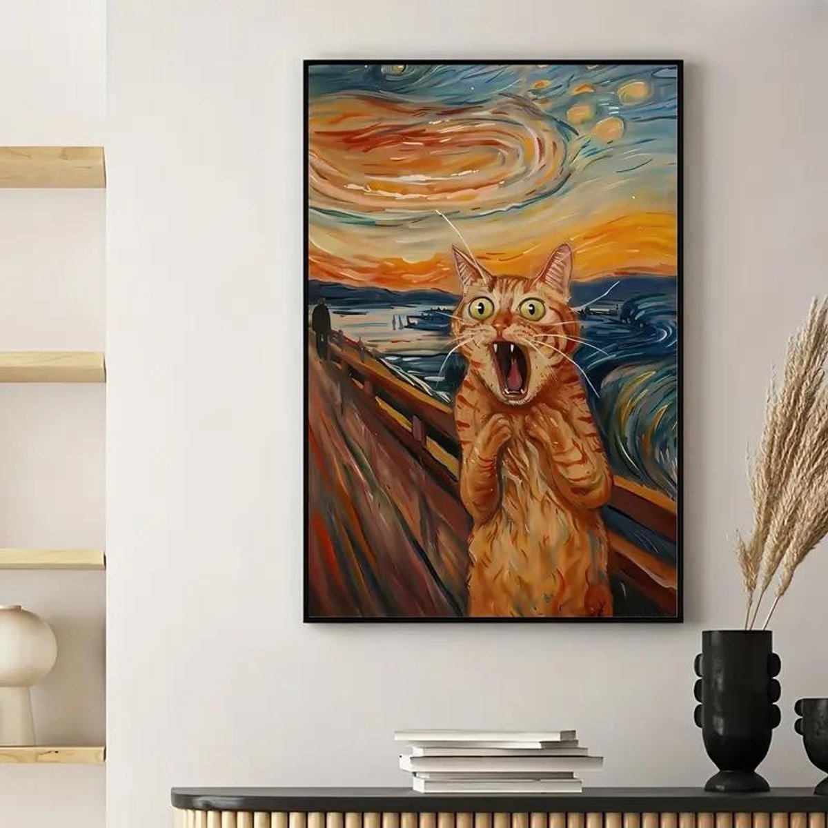 Canvas poster - kattenposter - De schreeuw kat- 45x30 cm - muurposter - van Gogh poster - binnenposter - muur poster - Kado - Zonder lijst - Posters - Vintage posters - Trendy