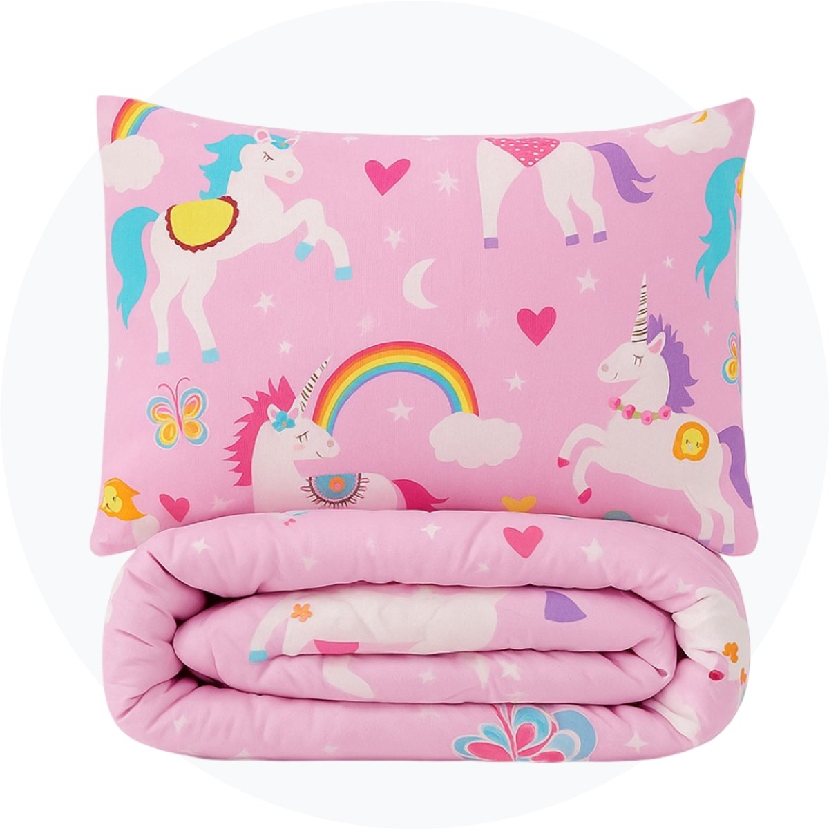 SimplyDream Unicorn Roze wasbaar dekbed - Eenpersoons - 140x200 cm - Roze