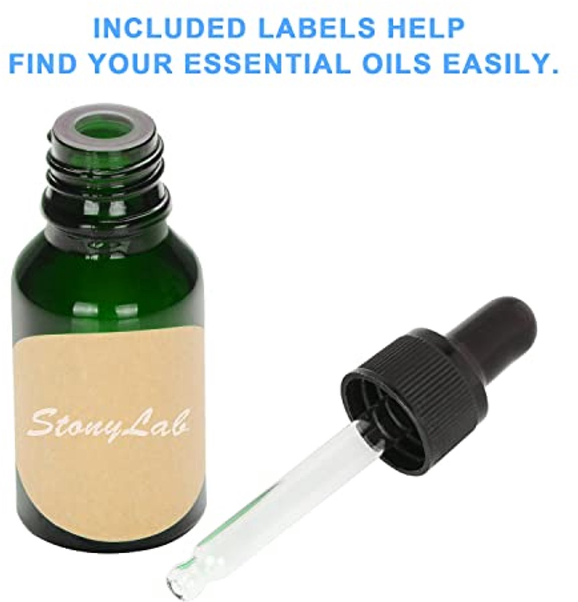 2-Pack Glazen Druppelfles 15ml - Lege Glazen Fles met Druppelaar, Binnenplug en Etiket voo