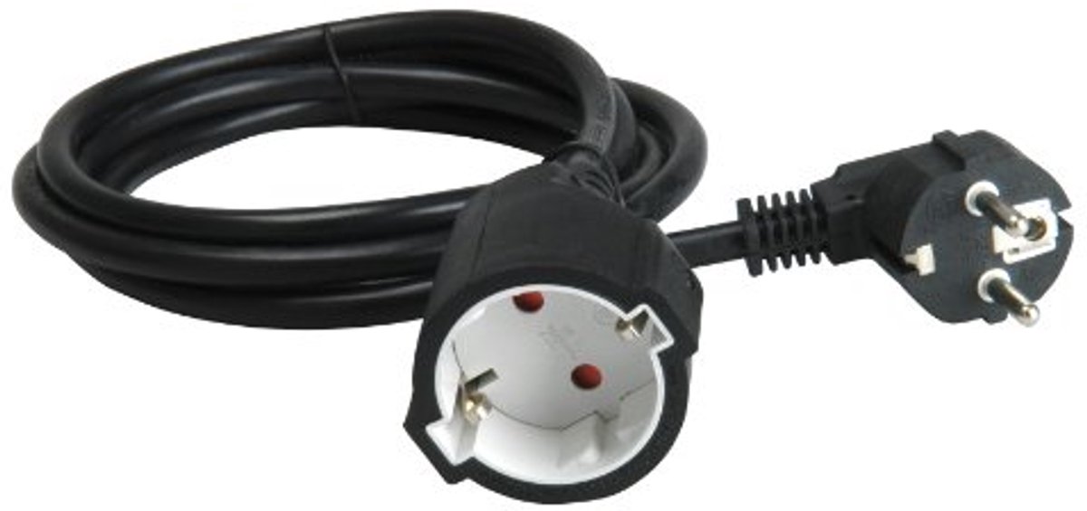 Schuko verlengsnoer 2 m zwart - 3G1,5 mm² H05VV-F voor binnen