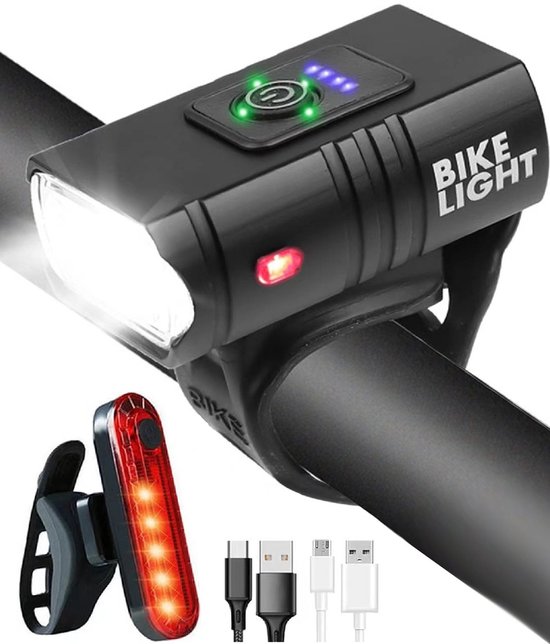 Fietsverlichting - fietskoplampen - fietsachterlichten - fietsverlichtingssets - 6 verlichtingsstanden - USB-oplaadbaar - IPX5 waterdicht - mountainbikeverlichting