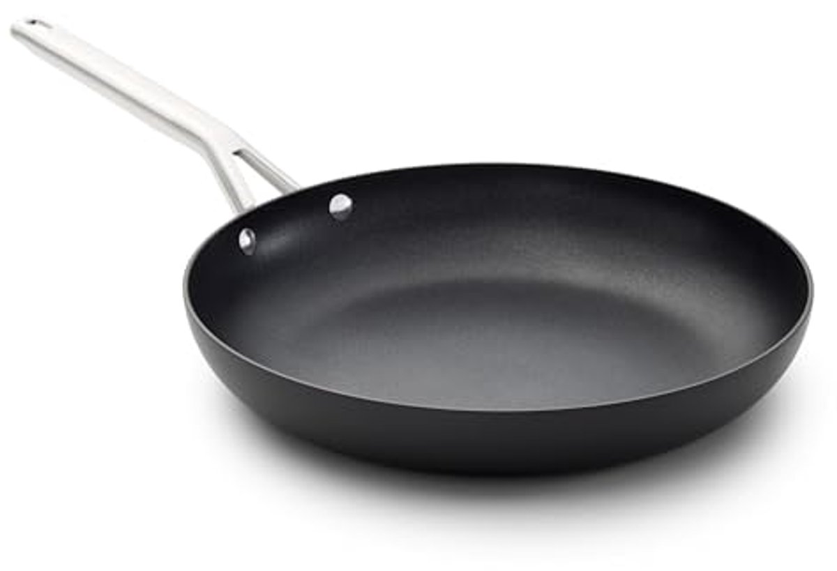 Hard-geanodiseerde anti-aanbak 12-inch koekenpan