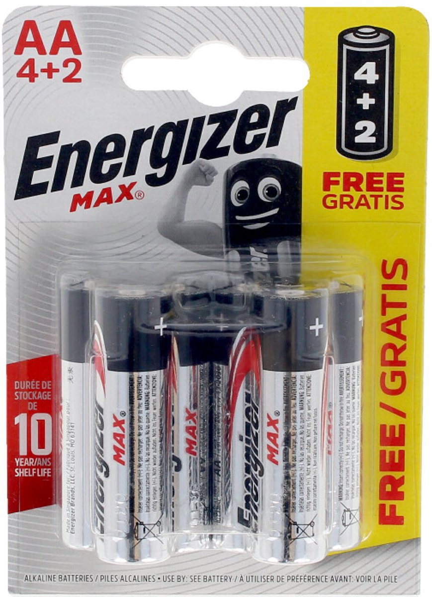 Energizer Max 4+2 AA batterij (penlite) Alkaline 1.5 V 6 stuk(s)