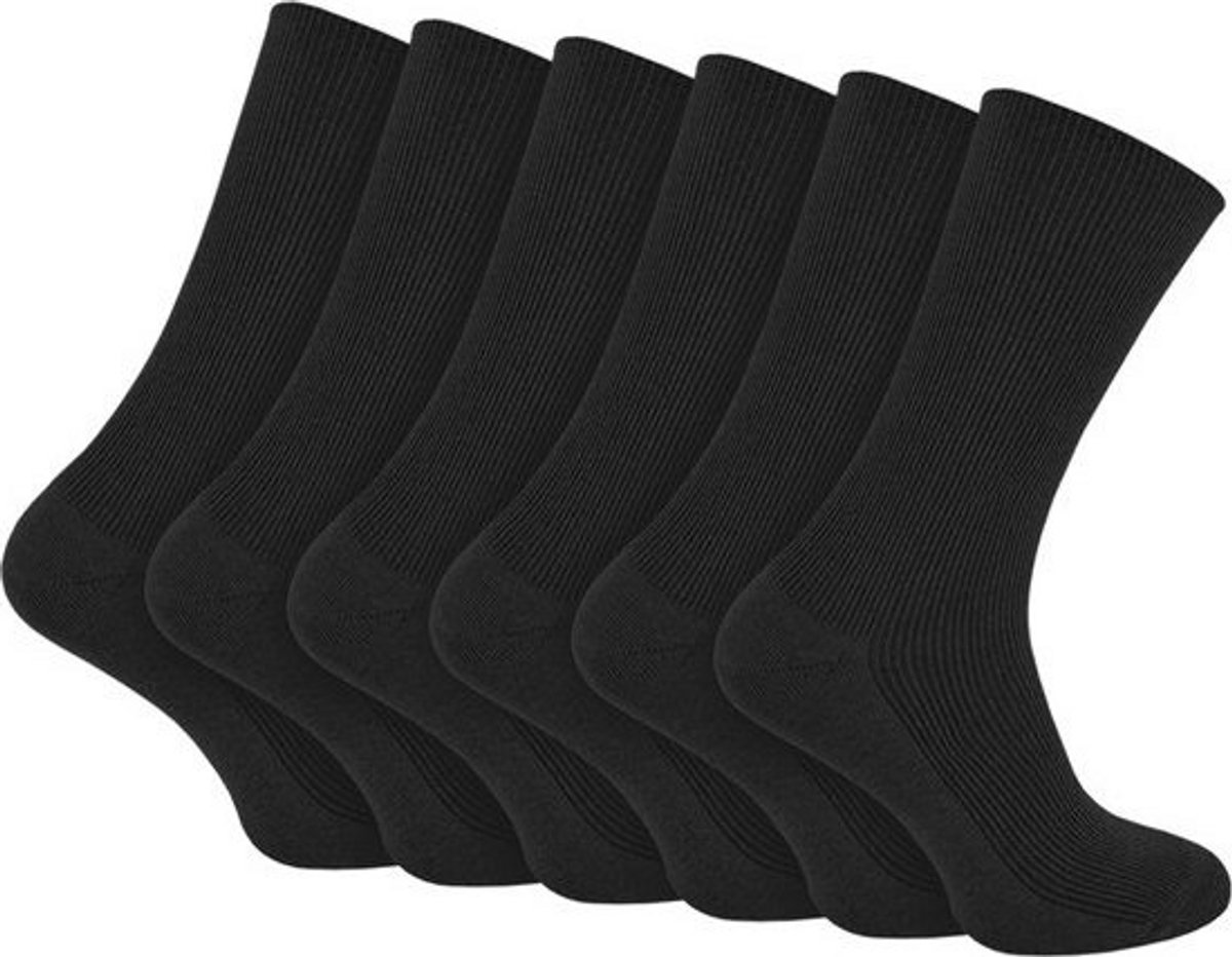 Marco Rossi 6 Paar Diabetes Sokken - Zwart - Wijde Boord - Sokken Zonder Elastiek - Anti-Press - Medische Sokken - Medical socks - Naadloos - Dames en Heren - Maat 35-38