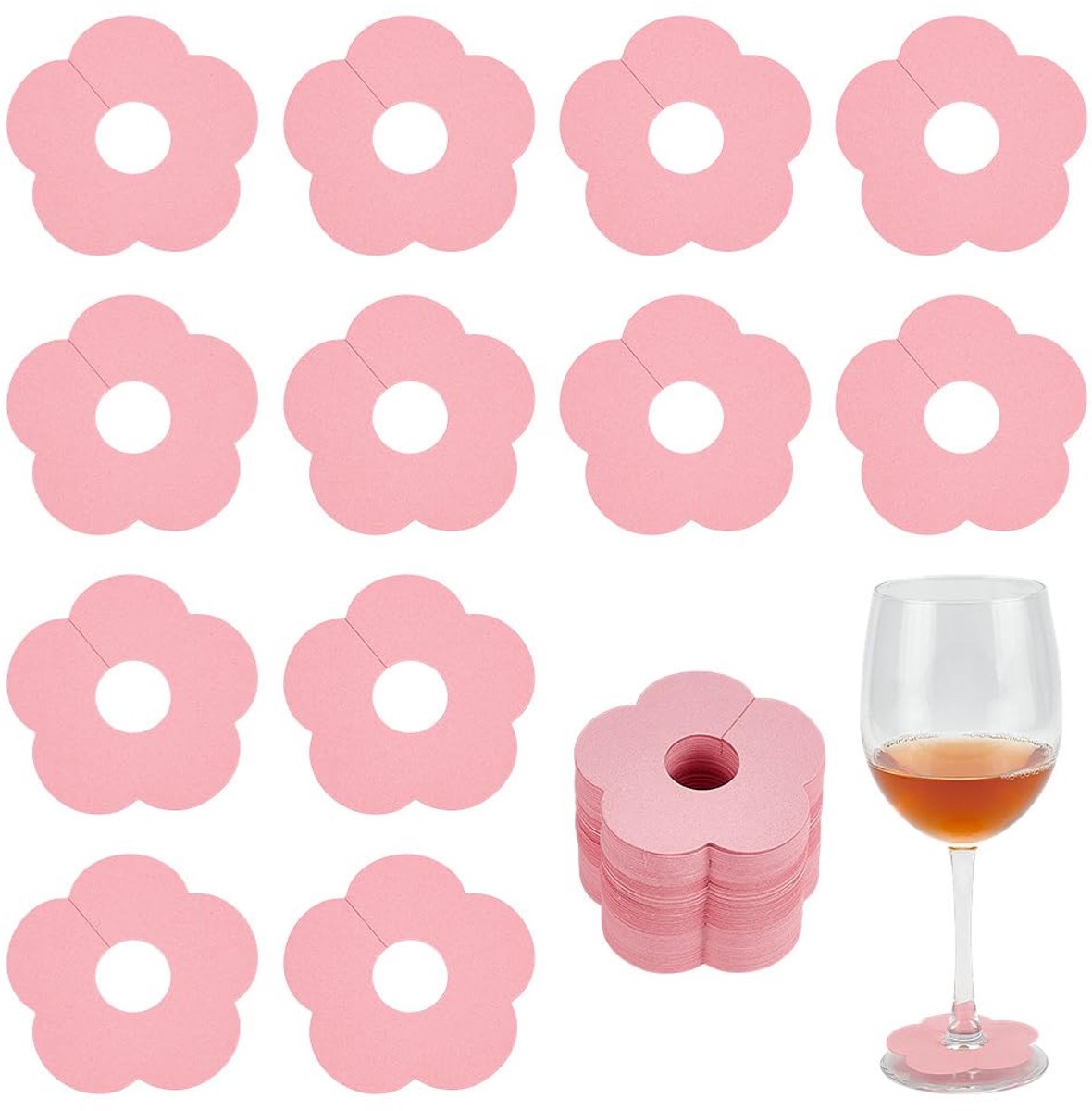 Roze drank naamlabels voor wijnglazen roze papier wijnglas marker blanco wijnglas charme cocktail champagne tag identificatie marker voor feestgast
