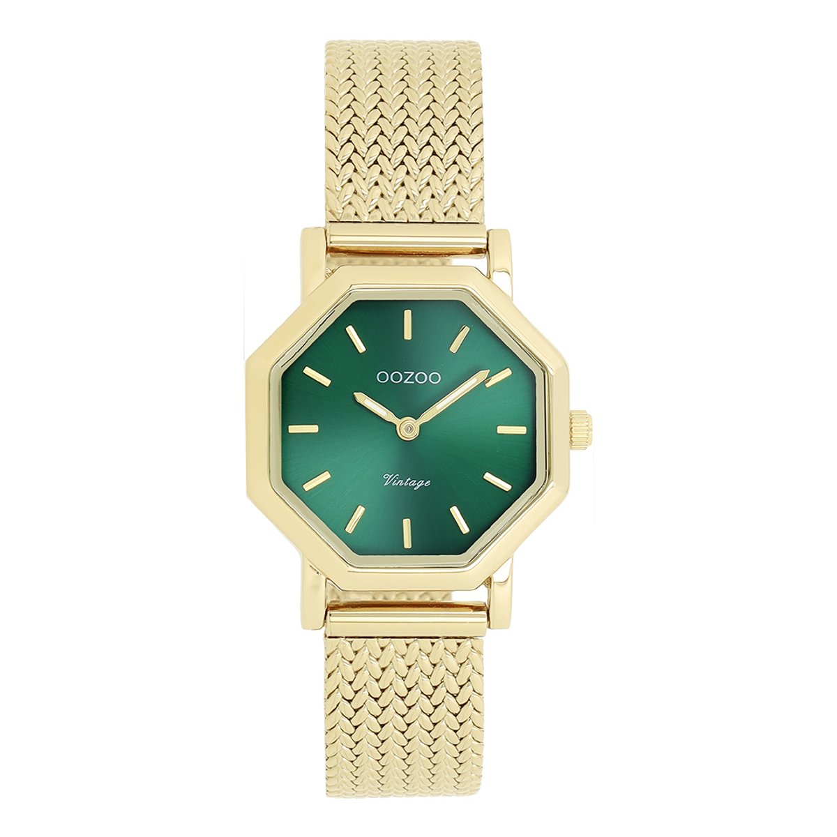 OOZOO Vintage series - Goudkleurige horloge met metalen v-mesh armband - C20437