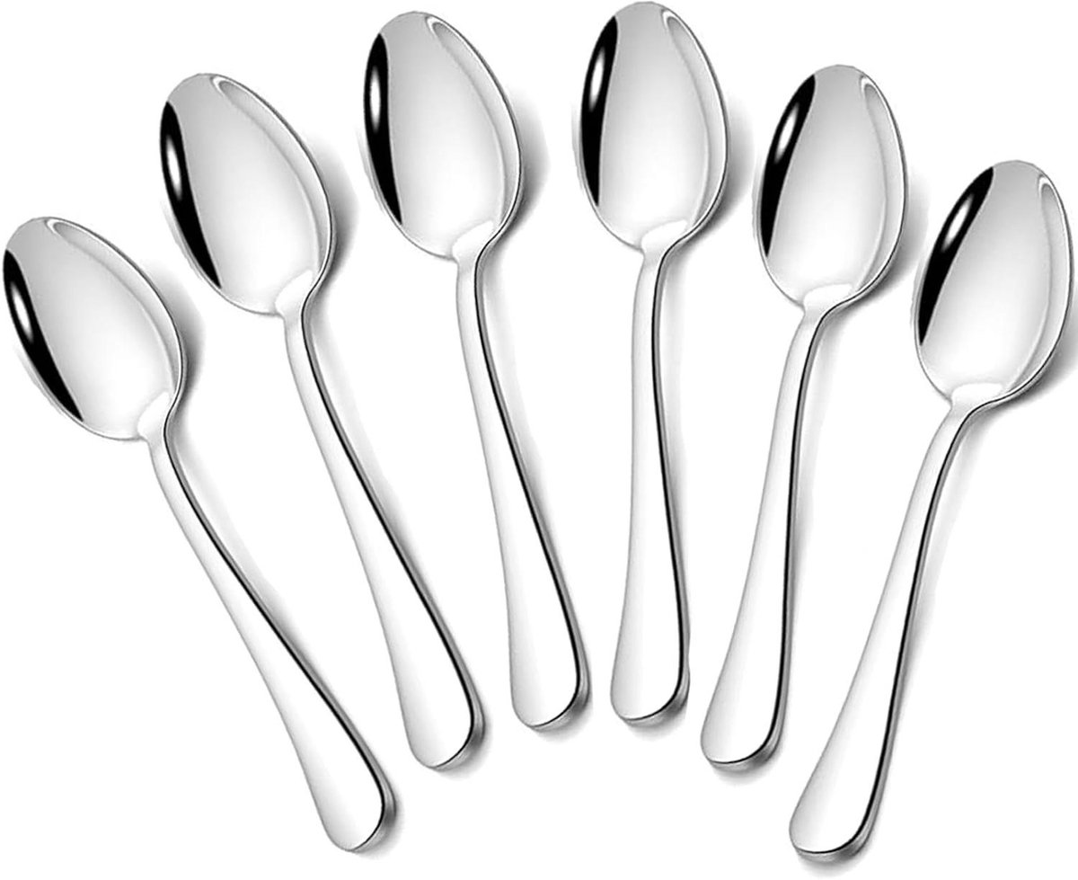 Orivio - Set van 6 theelepels, mini-koffielepel, roestvrijstalen kleine dessertlepels voor dessert, koffie, thee, suiker, voorgerecht. Vaatwasmachinebestendig, 4,7 inch.