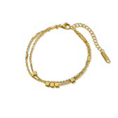 WeLoveSilver - goudkleurige armband - chirurgisch staal - dubbele blokjes