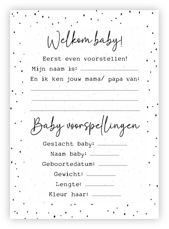 Babyshower Invulkaarten - 10 stuks - Babyshower voorspelkaarten - Kaartenset - A6 formaat - Wensjegeluk van Babyshower — afbeelding 3