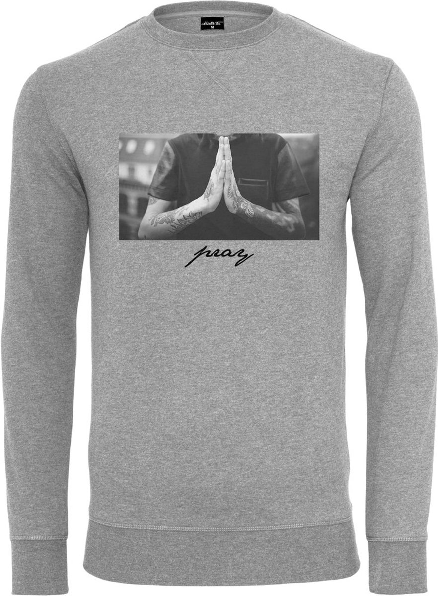 Mister Tee Pray Crewneck sweater/trui L Grijs