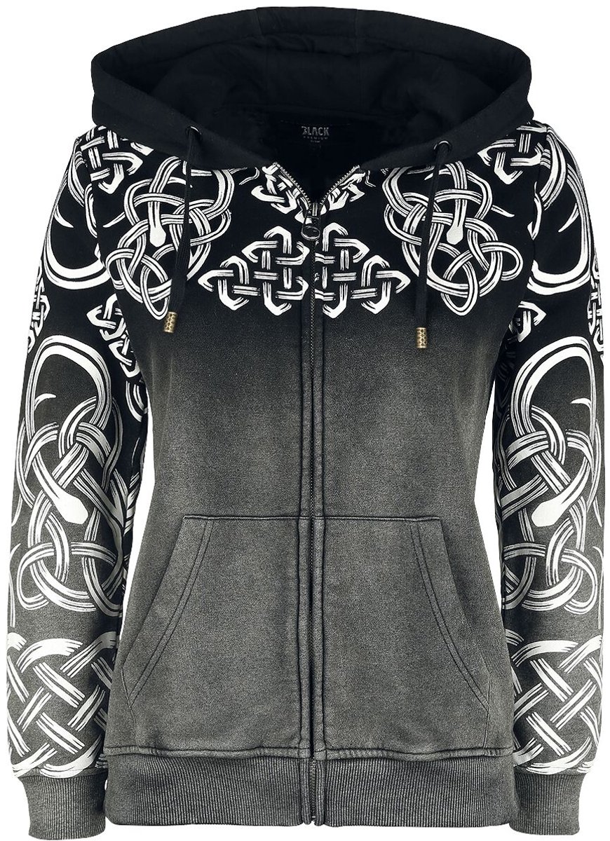 Black Premium by EMP Grijs jack met capuchon en keltische ornamenten - Dames - S