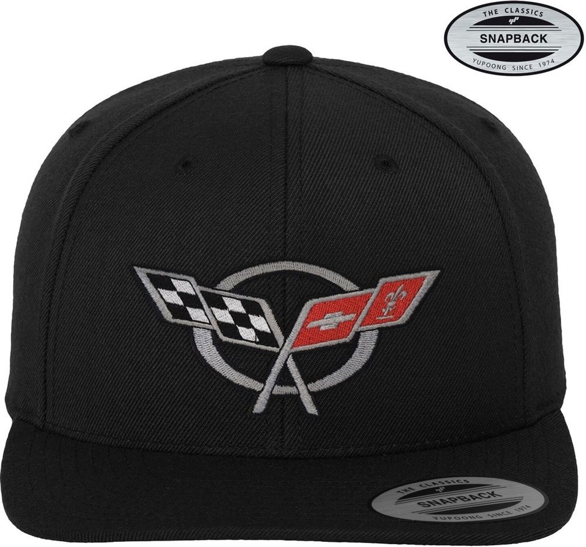 Corvette Cap C5 Flags Premium Snapback Cap GM-91-CORV9902-CB63 Black
