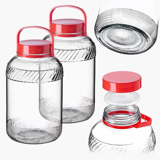 KADAX-pot Glazen pot 5L met dop en handvat voor het beitsen van kool Pakket 2