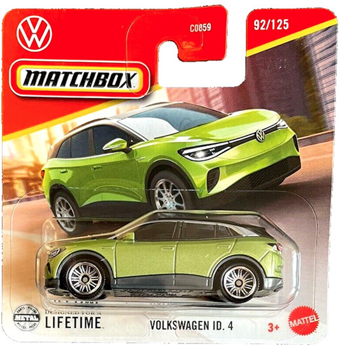MATCHBOX VOLKSWAGEN ID 4 APPLE GREEN METAL 92/125 1:64 SHORT CARD 2025